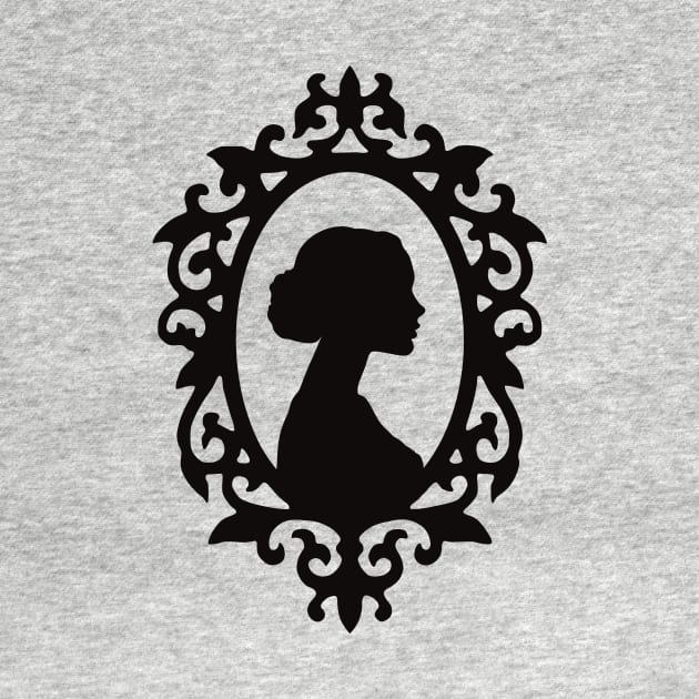 Dark Academia Victorian Woman Profile Silhouette Frame by SkullFern